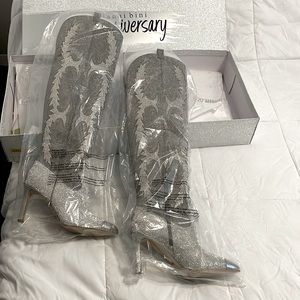 Gianni Bini Over the knee rhinestone western boots NEVER WORN (not even once!)